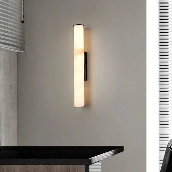 Marmeren Wandlamp – Luxe Messing LED Cilinder 30–60cm