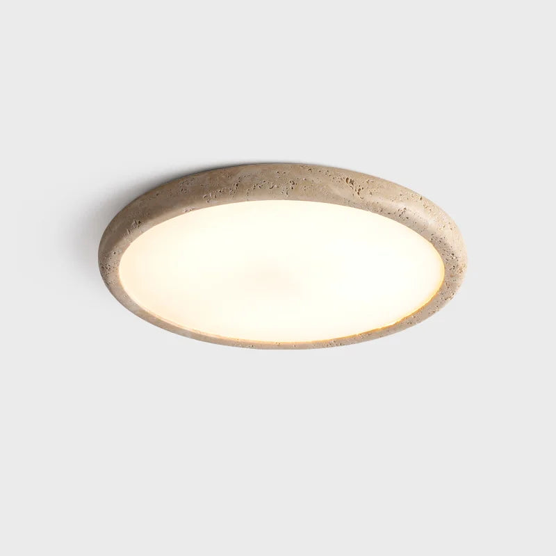 Wabi-Sabi Plafondlamp – Gele Natuursteen Ø Rond LED 15–30m²