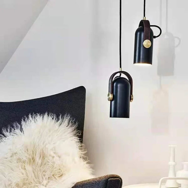 Minimalistische Nordic LED Hanglamp Zwart – E27, Metaal & Hout, D10xH22cm