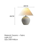Nordic Wabi Sabi Keramische Tafellamp met Stoffen Kap – LED