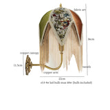 Vintage LED Wandlamp met Stoffen Kwast – Bedlamp Koperen Arm