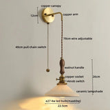 Nordic LED Wandlamp Keramiek & Koper met Walnoot Handvat