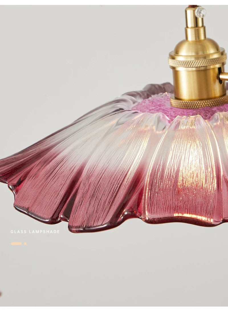 Vintage Bloem Hanglamp Glas E27 Voor Woonkamer, Slaapkamer & Bedside