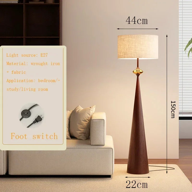 Wabi-Sabi Vloerlamp – Minimalistisch Japans Design met Stoffen Kap