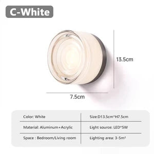 Nordic LED Wandlamp Amber Acryl – Moderne Slaapkamer & Woonkamer