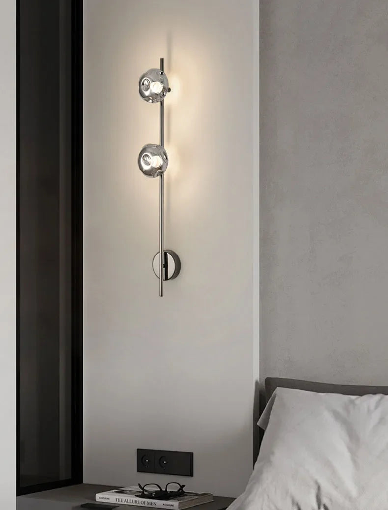 Minimalistische Wandlamp – Grijs Helder Glas & Goud/Zwart Metaal