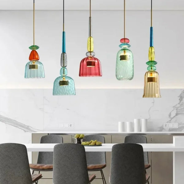 Moderne LED glazen hanglamp – kleurrijk design voor keuken & eetkamer