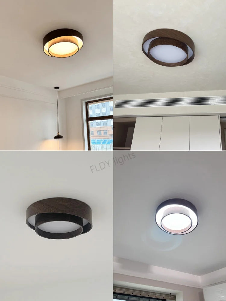 Menvix Nordic LED Plafondlamp – Walnoothout Design Slaapkamer & Woonkamer