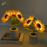 LED Zonnebloem Nachtlamp – Oplaadbare Tafellamp USB 26cm