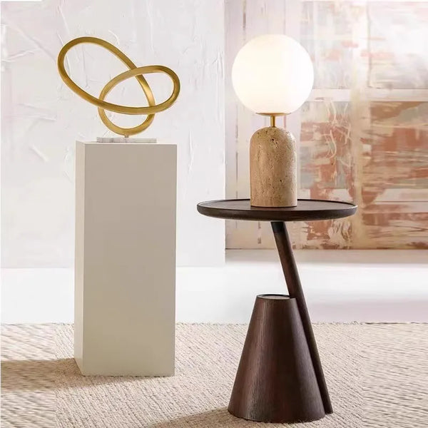 Moderne Gele Marmeren Tafellamp – Wabi Sabi Design voor Woonkamer