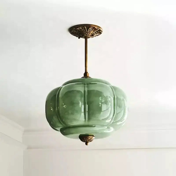 Retro Groene Glazen Hanglamp – Franse Nordic Melkglas Minimalistisch