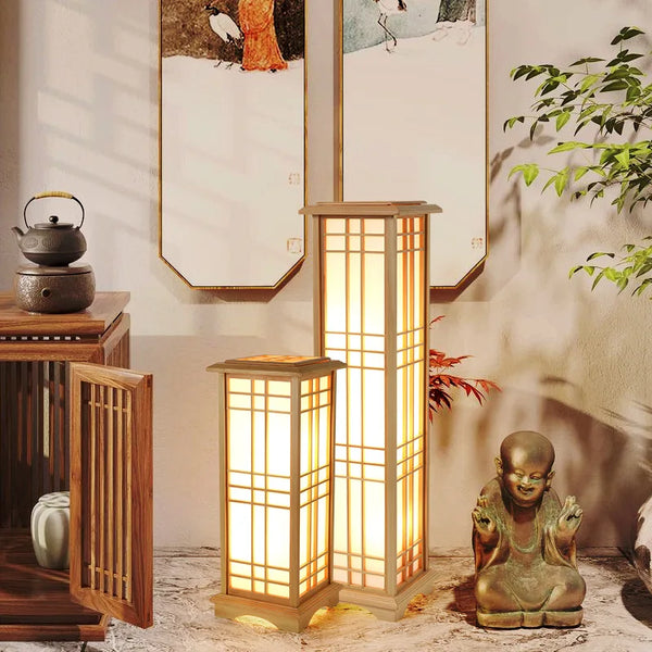 Japanse Houten Vloerlamp – LED Staande Lamp E27 3 Maten