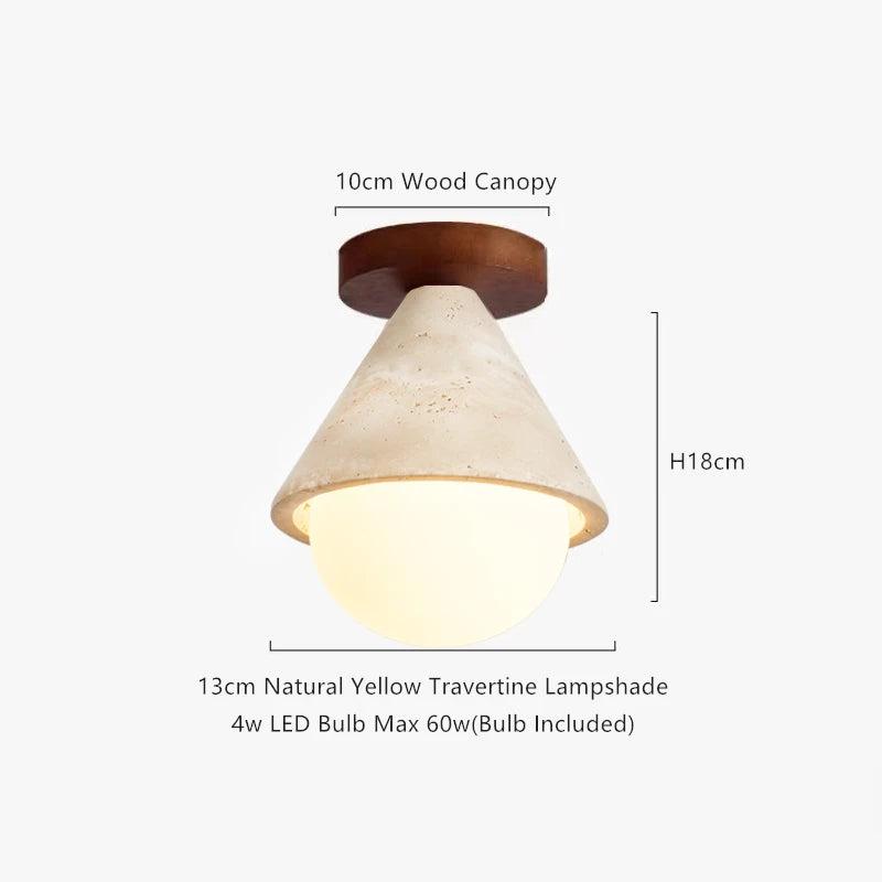 Wabi-Sabi Plafondlamp – Travertin Steen LED Ø12cm/Ø15cm