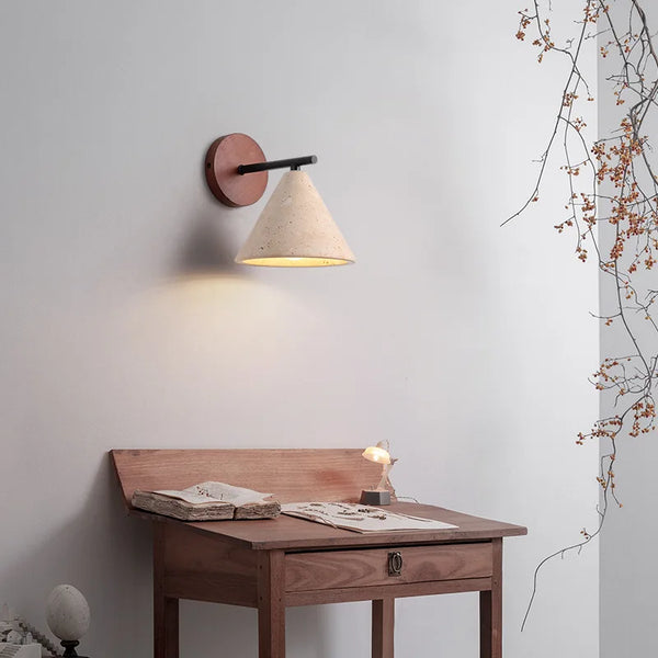 Travertin Wandlamp met E27 Fitting – Natuursteen & Hout Beige