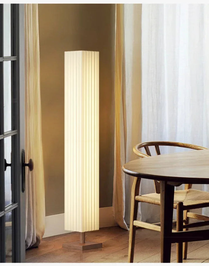 Moderne Stoffen LED Vloerlamp – Houten Staande Lamp voor Woonkamer