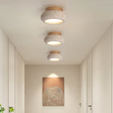 Nordic Plafondlamp LED Travertin & Hout – Modern Ellips Design
