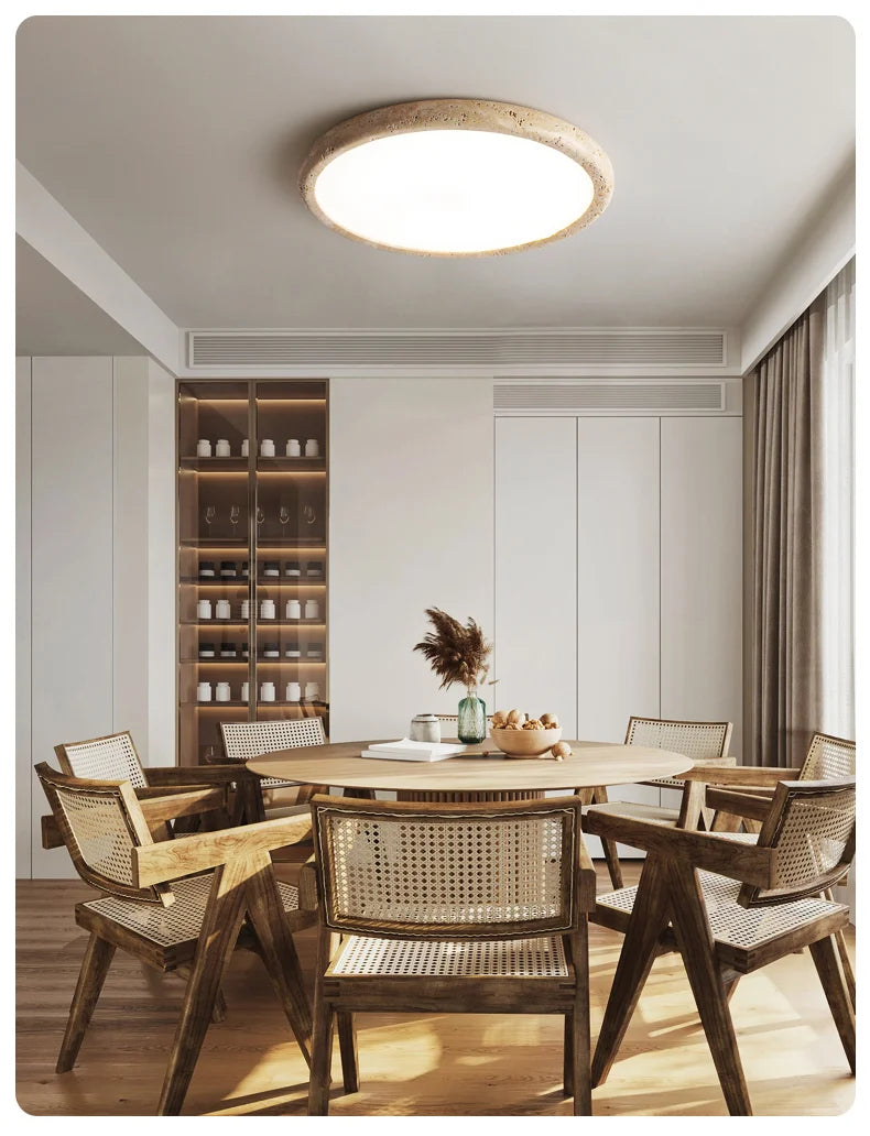 Wabi-Sabi Plafondlamp – Gele Natuursteen Ø Rond LED 15–30m²