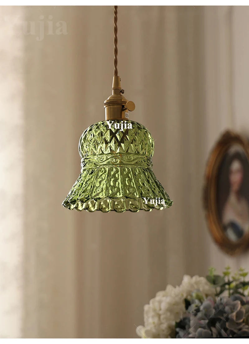Groene Glazen Hanglamp – Vintage Moderne Plafondlamp E27