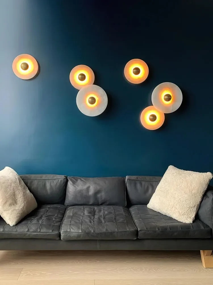 Ronde Marmeren Wandlamp – Nordic Minimalistisch LED Bedlamp