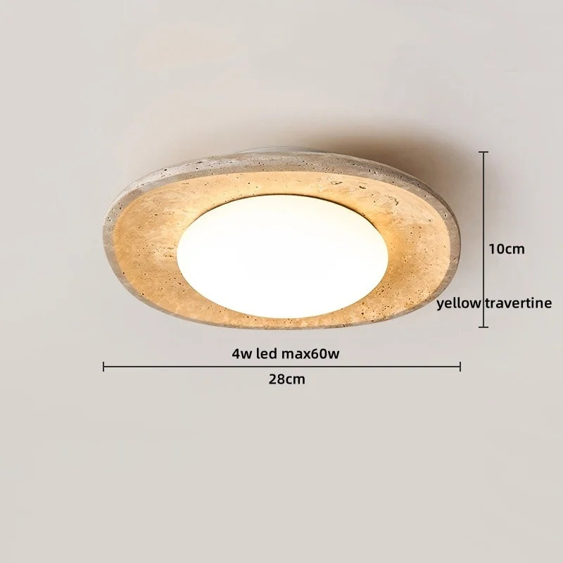Nordic Plafondlamp LED Travertin & Hout – Modern Ellips Design