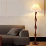 Chinese Walnootkleur Vloerlamp Hout – Moderne LED Lamp voor Woonkamer