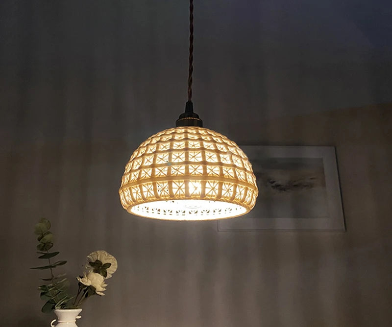 Japanse Keramische Hanglamp – Scandinavische Witte Plafondlamp E27