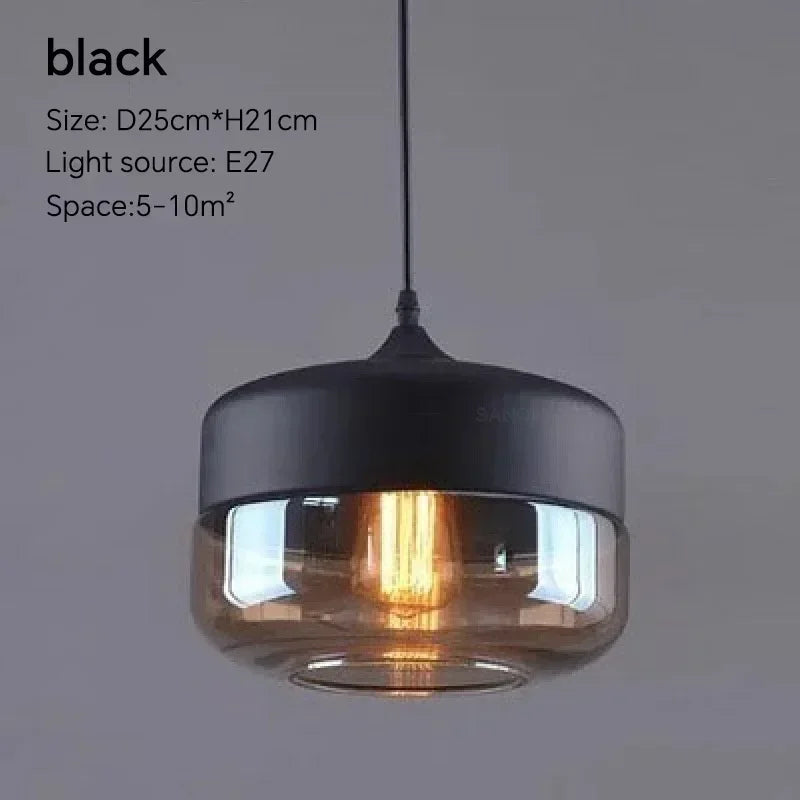 Nordic LED Hanglamp Glas & Hout – Moderne Plafondlamp E27