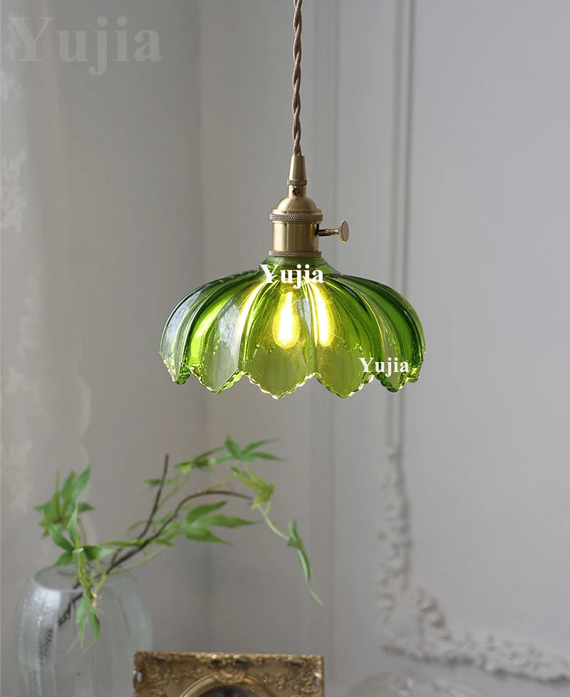 Groene Glazen Hanglamp – Vintage Moderne Plafondlamp E27