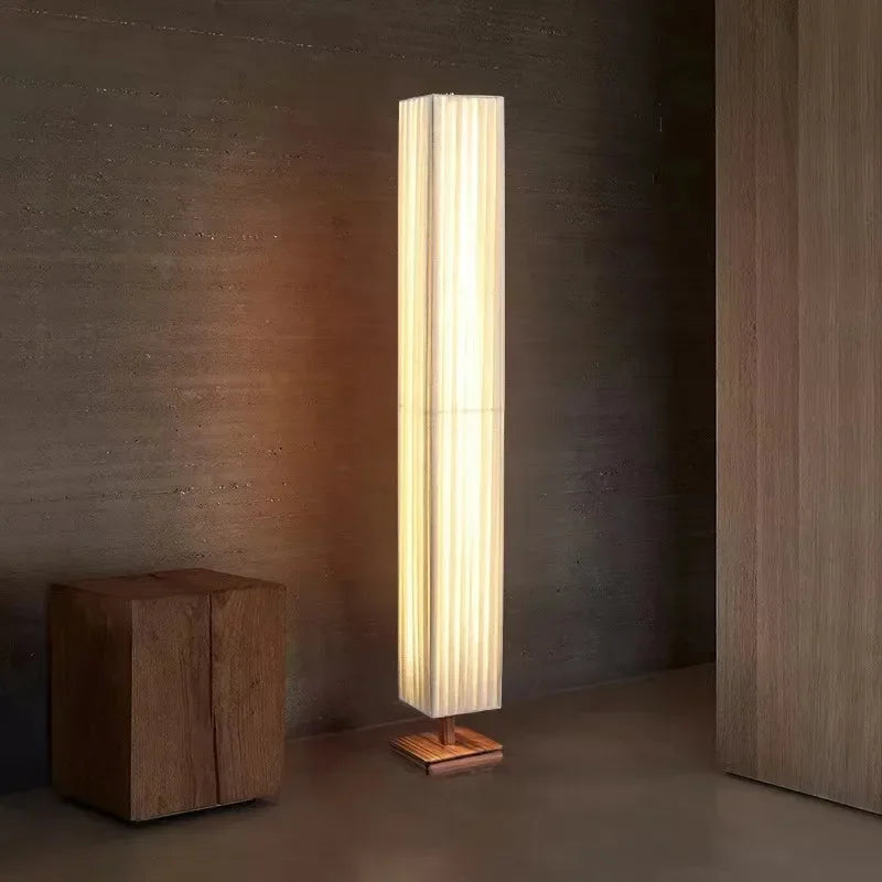 Moderne Stoffen LED Vloerlamp – Houten Staande Lamp voor Woonkamer