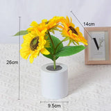 LED Zonnebloem Nachtlamp – Oplaadbare Tafellamp USB 26cm
