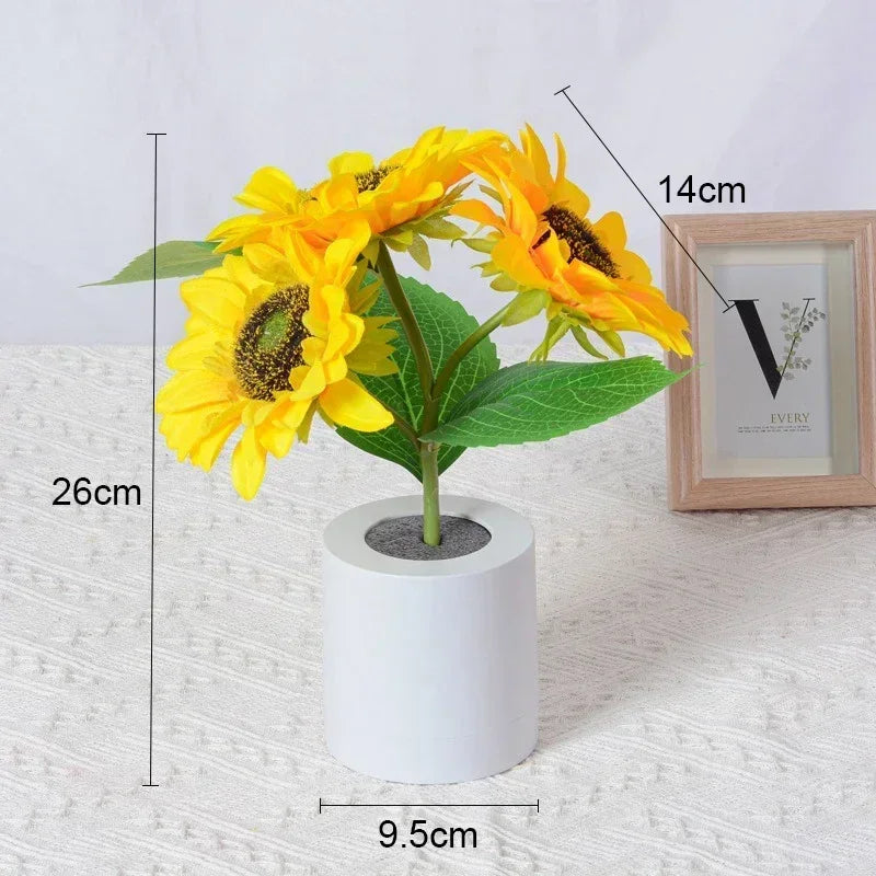 LED Zonnebloem Nachtlamp – Oplaadbare Tafellamp USB 26cm