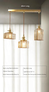 Japanse Vintage Glazen Hanglamp Brass LED Voor Slaapkamer & Eettafel
