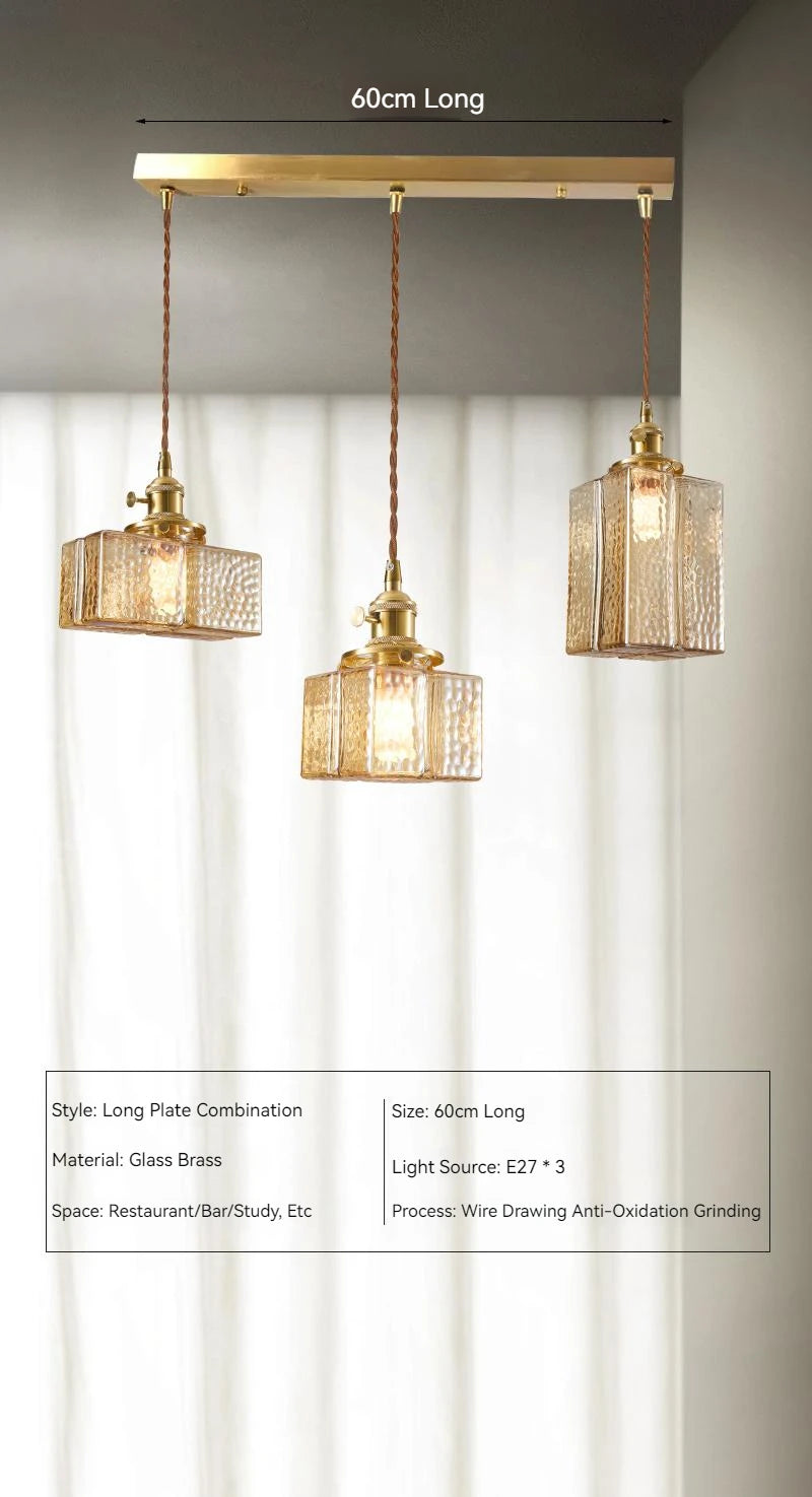 Japanse Vintage Glazen Hanglamp Brass LED Voor Slaapkamer & Eettafel