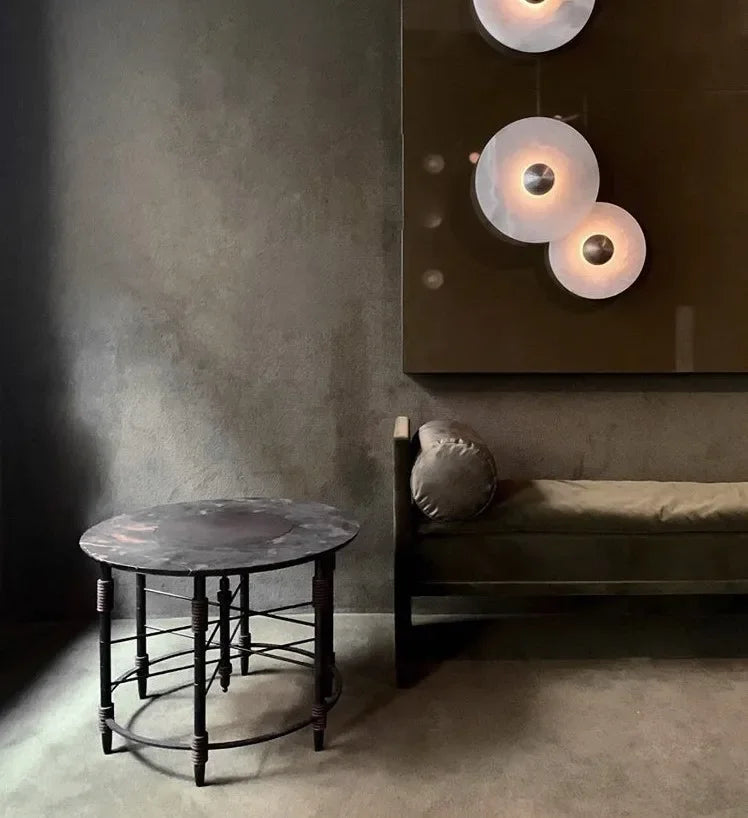 Ronde Marmeren Wandlamp – Nordic Minimalistisch LED Bedlamp
