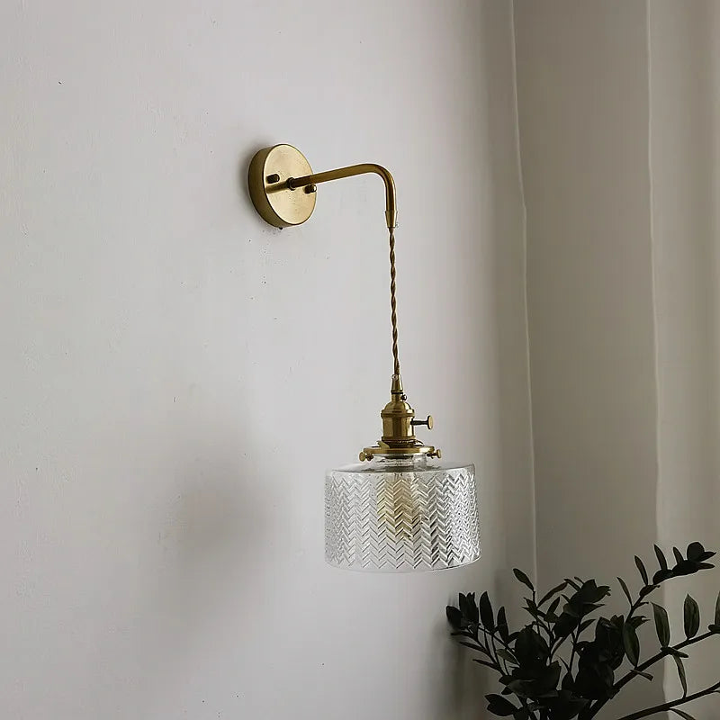 Groene Glas & Koper LED Wandlamp – Vintage Retro Wandverlichting E27