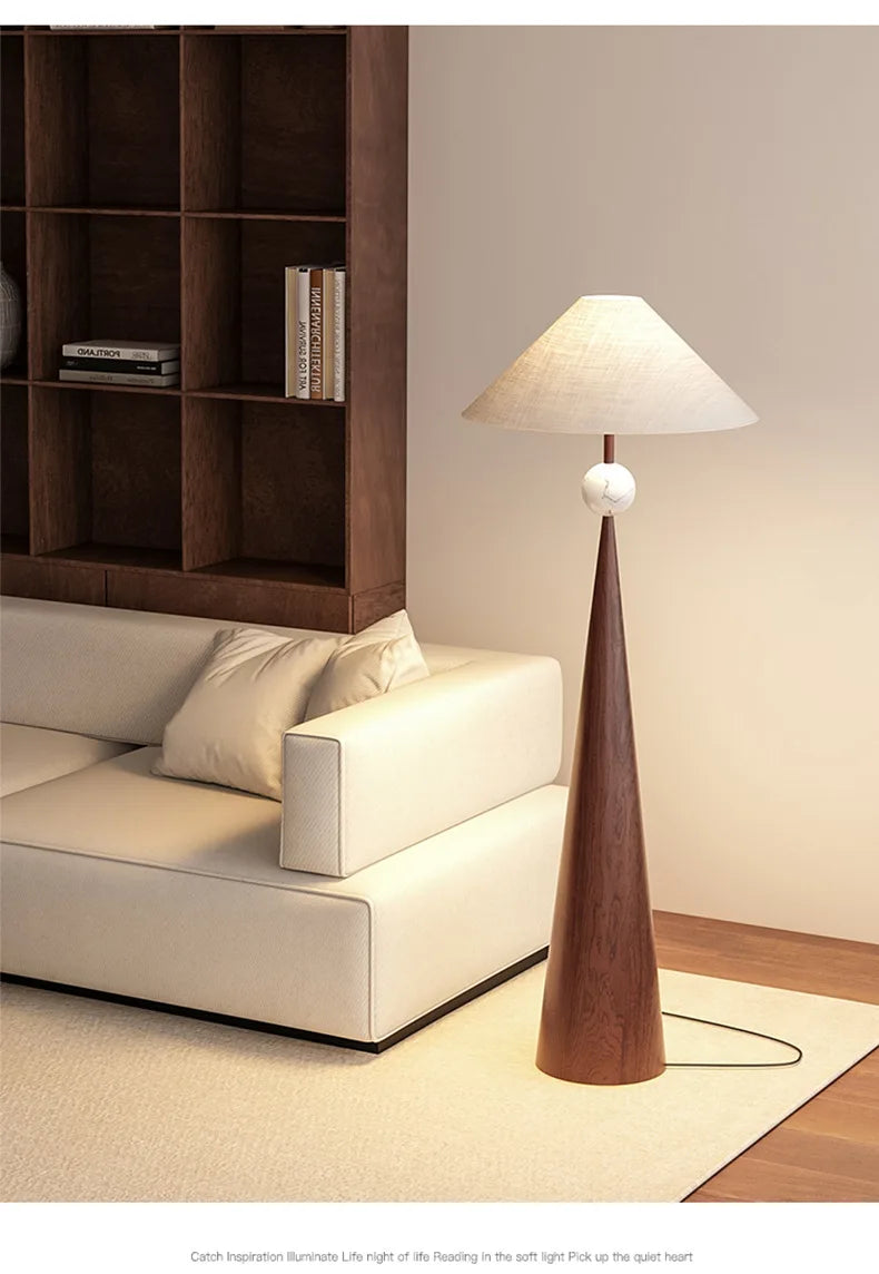 Wabi-Sabi Vloerlamp – Minimalistisch Japans Design met Stoffen Kap
