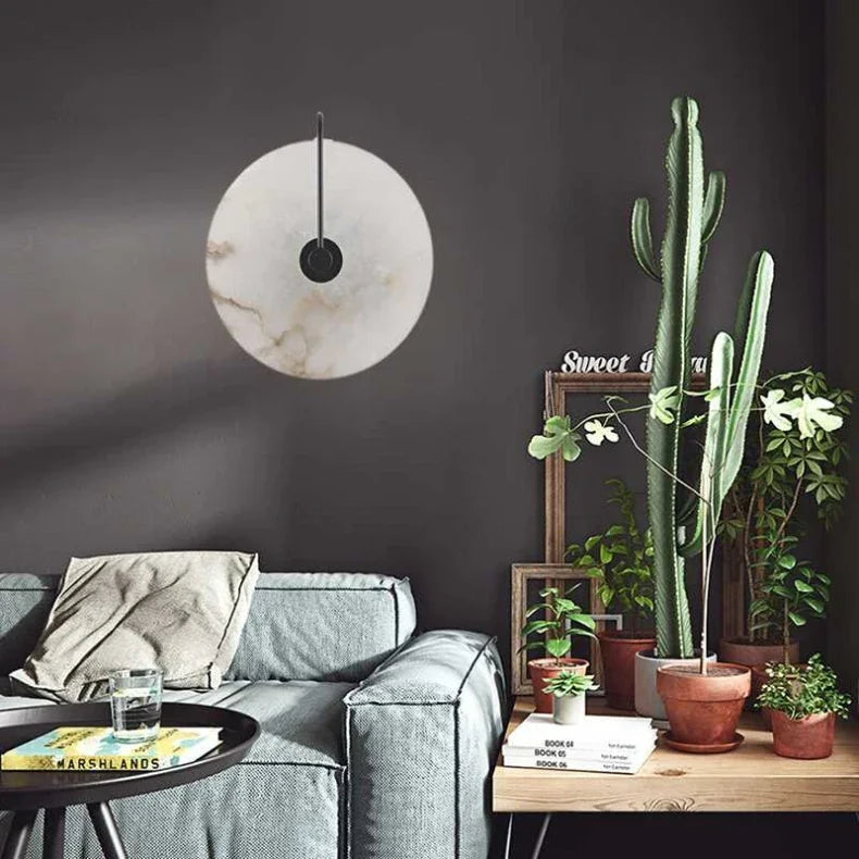 Ronde Marmeren Wandlamp – Nordic Minimalistisch LED Bedlamp