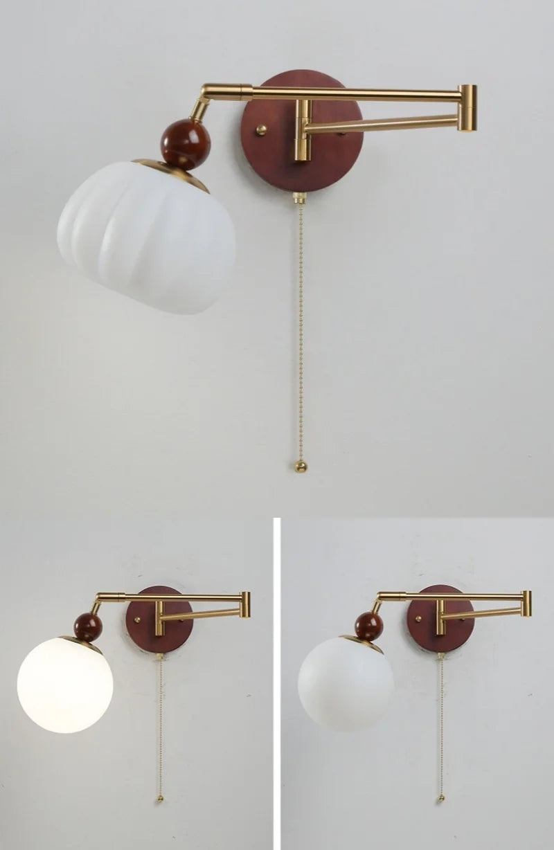 Wandlamp Nordic Wit Pompoen – LED, E27, Draaibare Arm, Moderne Stijl