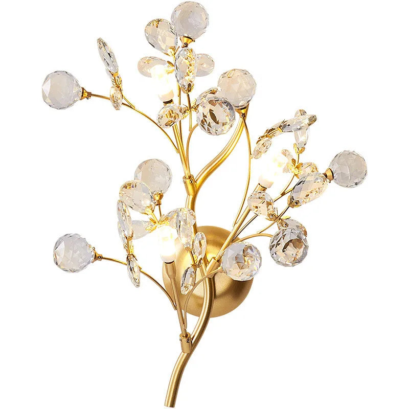 Kristallen Wandlamp Gouden Takken – LED G4 Slaapkamer & Woonkamer