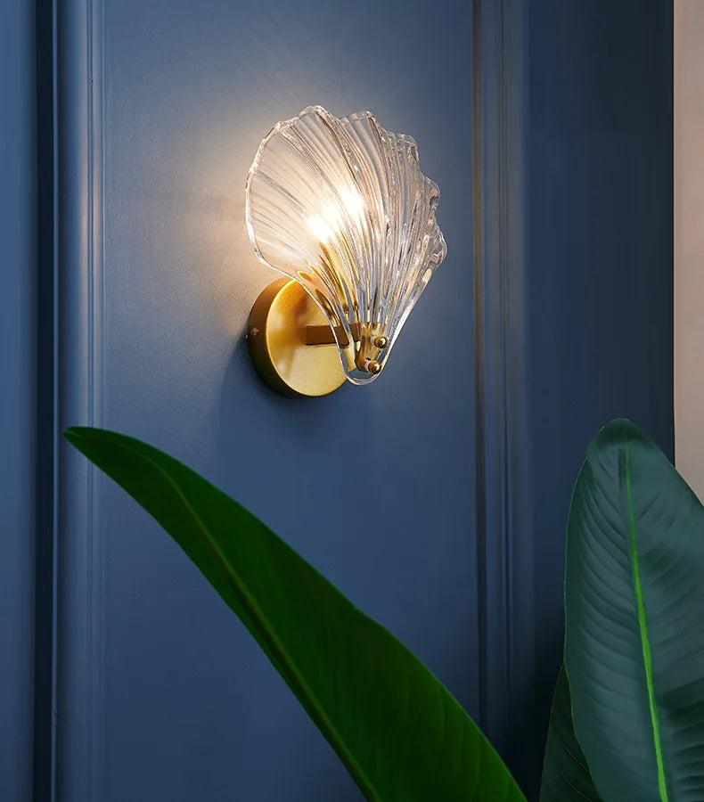 Nordic Glas Shell Wandlamp E14 – Modern Bedlamp voor Slaapkamer & Gang