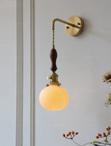 Nordic LED Wandlamp Keramiek & Koper met Walnoot Handvat