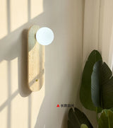 Travertin Wandlamp met Glazen Bol – Natuursteen G9 LED Sconce