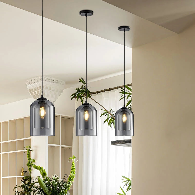Retro E27 Hanglamp – Glazen Plafondlamp voor Keuken, Slaapkamer & Hal