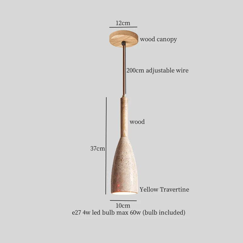Nordic Houten Steen LED Hanglamp – Zwart/Geel – Modern Design