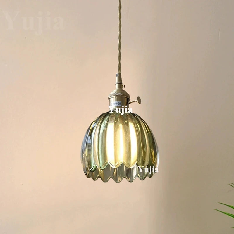 Groene Glazen Hanglamp – Vintage Moderne Plafondlamp E27