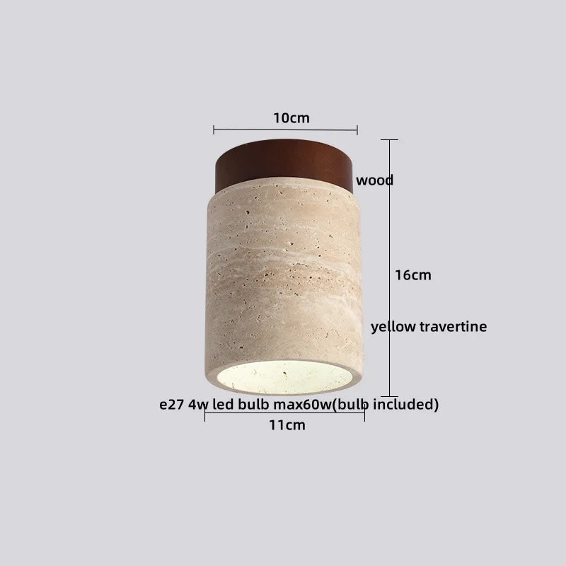 Nordic Plafondlamp LED Travertin & Hout – Modern Ellips Design