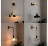 Groene Glas & Koper LED Wandlamp – Vintage Retro Wandverlichting E27