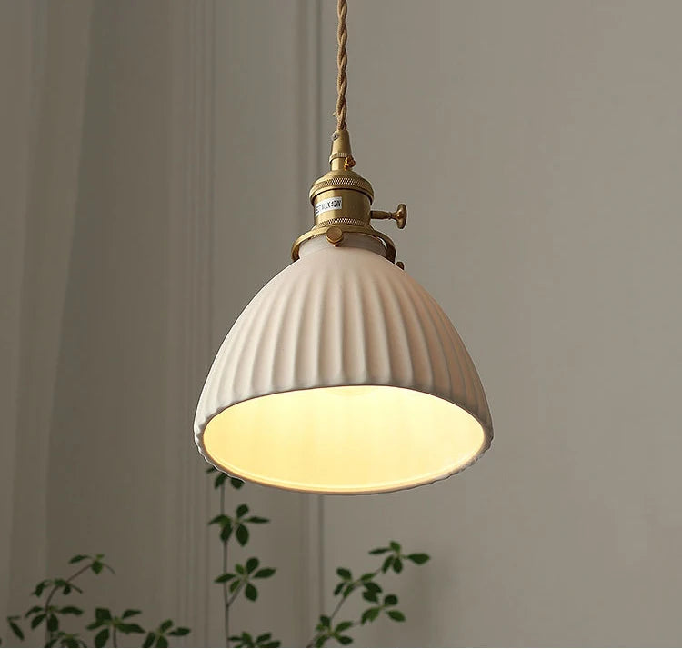 Japanse Keramische Hanglamp – Scandinavische Witte Plafondlamp E27