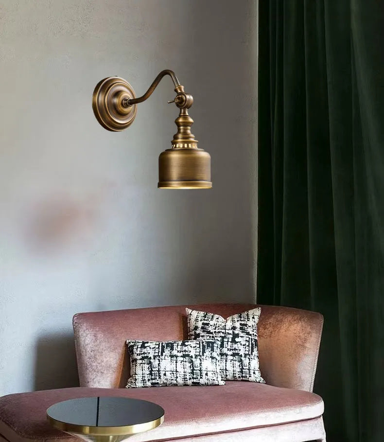 Koperen Wandlamp – Vintage LED Sconce met Helder Glas E14