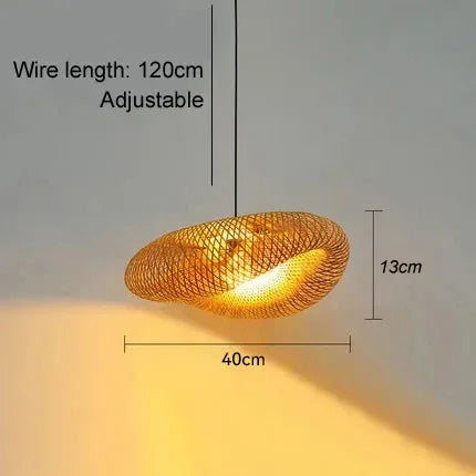 Bamboe Hanglamp LED – Handgemaakte Vintage Plafondlamp E27